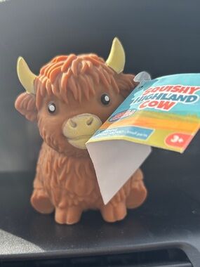 Squishy Highland Cow Plush Toy - Brown with Yellow Horns